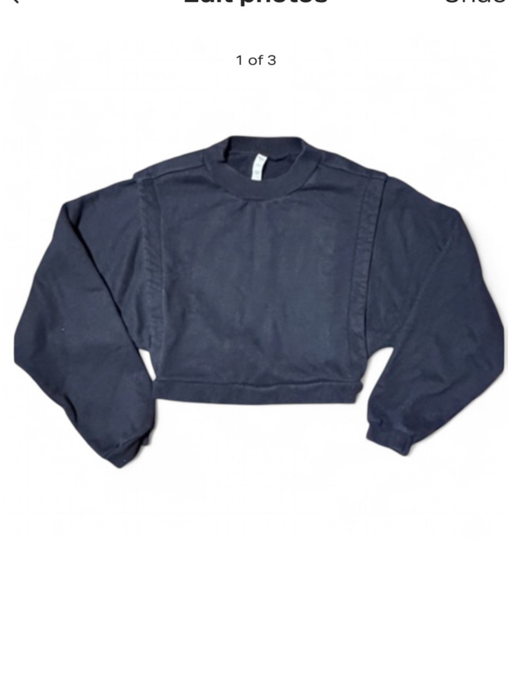 Alo Yoga Black Cropped Sweatshirt Crewneck Pullover Size S Excellent Condition